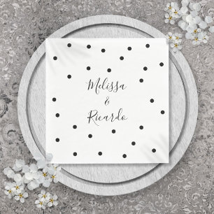 Serviette En Papier Élégant Moderne Noir et Blanc à pois