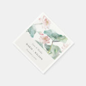 Serviette En Papier Élégant moderne Pastel Blush Nénuphar Mariage (Coin)