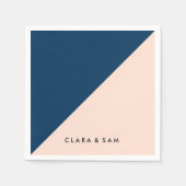 Serviette En Papier élégant moderne pastel peach bleu marine bloc de c (Devant)