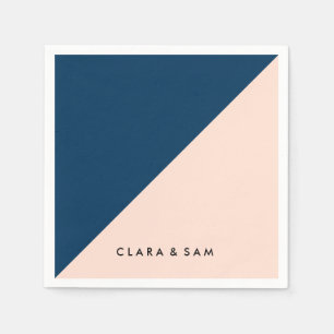 Serviette En Papier élégant moderne pastel peach bleu marine bloc de c