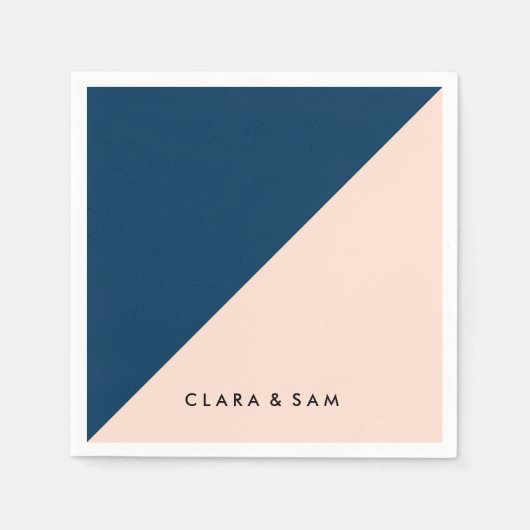 Serviette En Papier élégant moderne pastel peach bleu marine bloc de c (Devant)