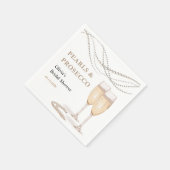 Serviette En Papier Élégant Moderne Perles & Prosecco Enterrement de V (Coin)