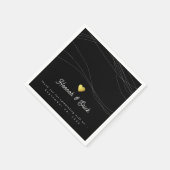 Serviette En Papier Élégant moderne Romantique Coeur Mariage Noir (Coin)