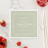 Serviette En Papier Élégant moderne Script Sage Vert Mariage blanc (En situation)
