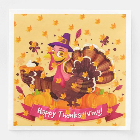 Serviette En Papier Élégant moderne Thanksgiving populaire (Devant)