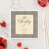 Serviette En Papier Elegant Monogram Black Cream Checkerboard (En situation)