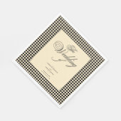 Serviette En Papier Elegant Monogram Black Cream Checkerboard (Coin)