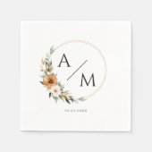 Serviette En Papier Elegant Monogram Copper  Earthy Botanical Wedding  (Devant)