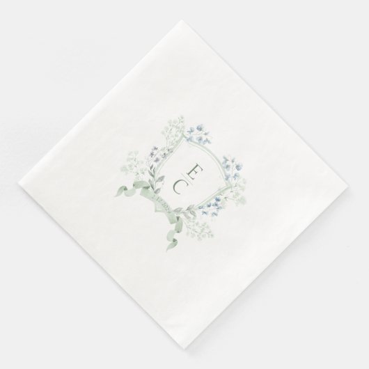 Serviette En Papier Élégant Monogram Crest Mariage serviettes (Coin)