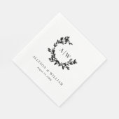 Serviette En Papier Élégant Monogram Crest Photo Mariage botanique (Coin)