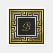 Serviette En Papier Élégant Monogram Gold Parties scintillant grecque  (Devant)
