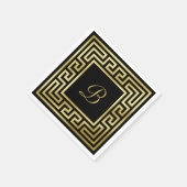 Serviette En Papier Élégant Monogram Gold Parties scintillant grecque  (Coin)