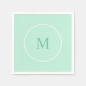 Serviette En Papier Élégant Monogram Mint Green Modèle moderne (Devant)