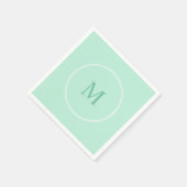Serviette En Papier Élégant Monogram Mint Green Modèle moderne (Coin)