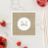 Serviette En Papier Elegant Monogram Name Country Chic Style Burlap (En situation)
