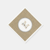 Serviette En Papier Elegant Monogram Name Country Chic Style Burlap (Coin)
