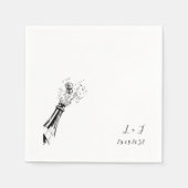 Serviette En Papier Elégant Monogram Personnalisé Mariage Cocktail (Devant)