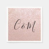 Serviette En Papier Élégant Monogram Rose Gold Parties scintillant Mar (Devant)