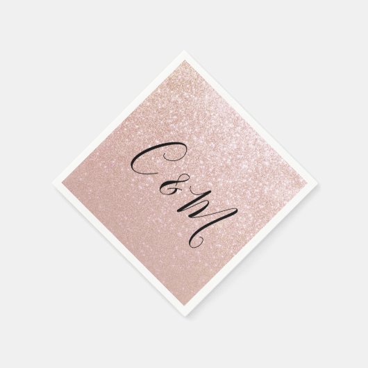 Serviette En Papier Élégant Monogram Rose Gold Parties scintillant Mar (Coin)