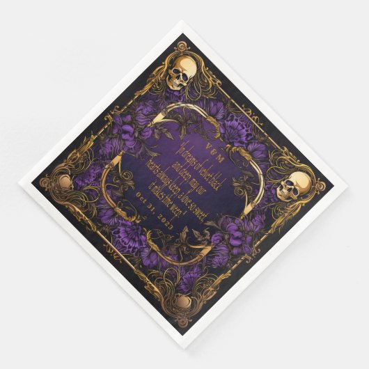 Serviette En Papier Élégant Monogramme Amour Spell Mariage gothique (Coin)