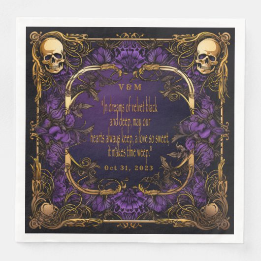 Serviette En Papier Élégant Monogramme Amour Spell Mariage gothique (Devant)