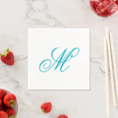 Serviette En Papier Élégant Monogramme Aqua Initial (En situation)