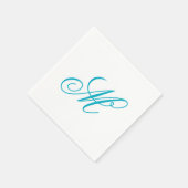 Serviette En Papier Élégant Monogramme Aqua Initial (Coin)