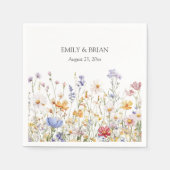 Serviette En Papier Élégant Monogramme Aquarelle Fleur sauvage coloré (Devant)