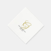 Serviette En Papier Élégant Monogramme avec Noms Papier Mariage Napkin (Coin)
