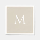 Serviette En Papier Élégant monogramme beige (Devant)