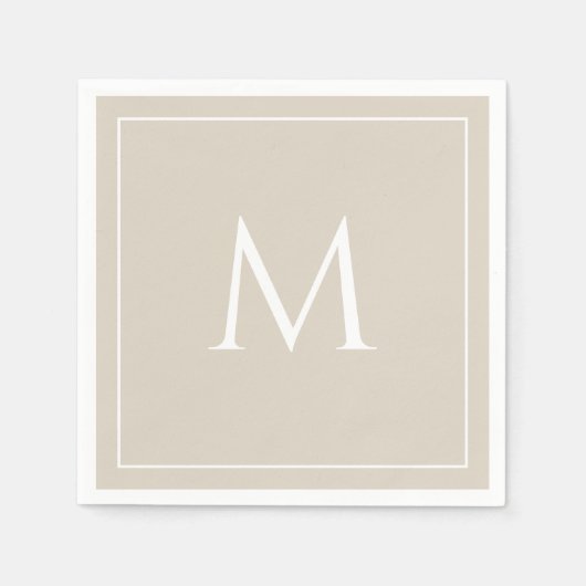 Serviette En Papier Élégant monogramme beige (Devant)