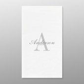 Serviette En Papier Élégant Monogramme blanc et gris