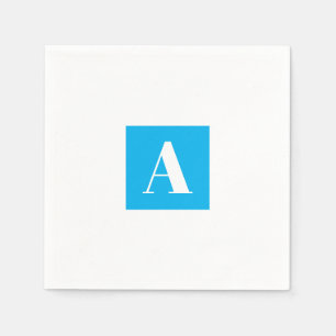 Serviette En Papier Élégant Monogramme Bleu