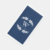 Serviette En Papier Élégant Monogramme bleu marine (Coin)