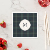 Serviette En Papier Élégant Monogramme bleu marine et vert (En situation)