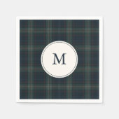 Serviette En Papier Élégant Monogramme bleu marine et vert (Devant)