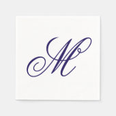 Serviette En Papier Élégant Monogramme bleu marine initial (Devant)