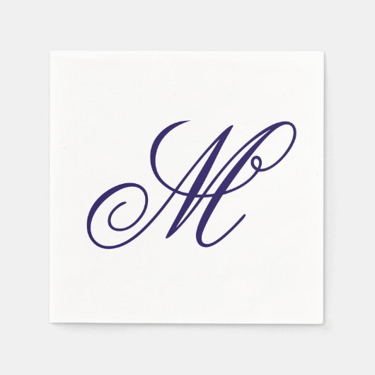 Serviette En Papier Élégant Monogramme bleu marine initial (Devant)