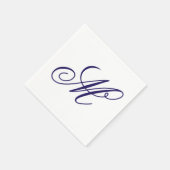 Serviette En Papier Élégant Monogramme bleu marine initial (Coin)
