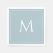 Serviette En Papier Élégant monogramme bleu pastel initial (Devant)