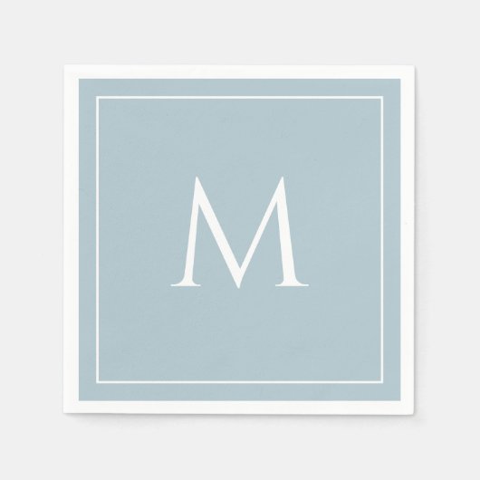 Serviette En Papier Élégant monogramme bleu pastel initial (Devant)