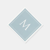 Serviette En Papier Élégant monogramme bleu pastel initial (Coin)