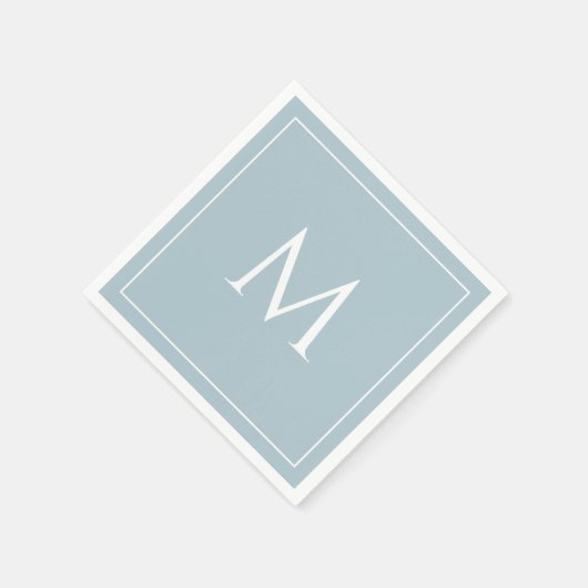 Serviette En Papier Élégant monogramme bleu pastel initial (Coin)