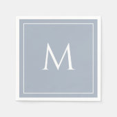 Serviette En Papier Élégant monogramme bleu poussiéreux initial (Devant)