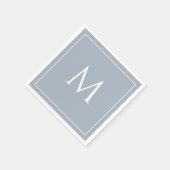 Serviette En Papier Élégant monogramme bleu poussiéreux initial (Coin)