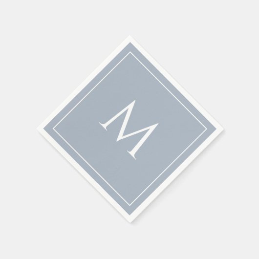 Serviette En Papier Élégant monogramme bleu poussiéreux initial (Coin)