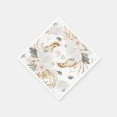 Serviette En Papier Élégant Monogramme Boho Aquarelle fleurs & oiseaux (Coin)