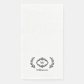 Serviette En Papier Élégant Monogramme Chic initial Laurel Wreath Blac (Devant)