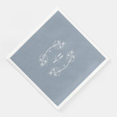 Serviette En Papier Élégant Monogramme Classé Dusty Blue Mariage servi (Coin)