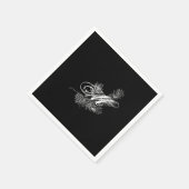 Serviette En Papier Élégant monogramme de cône de pin noir blanc (Coin)